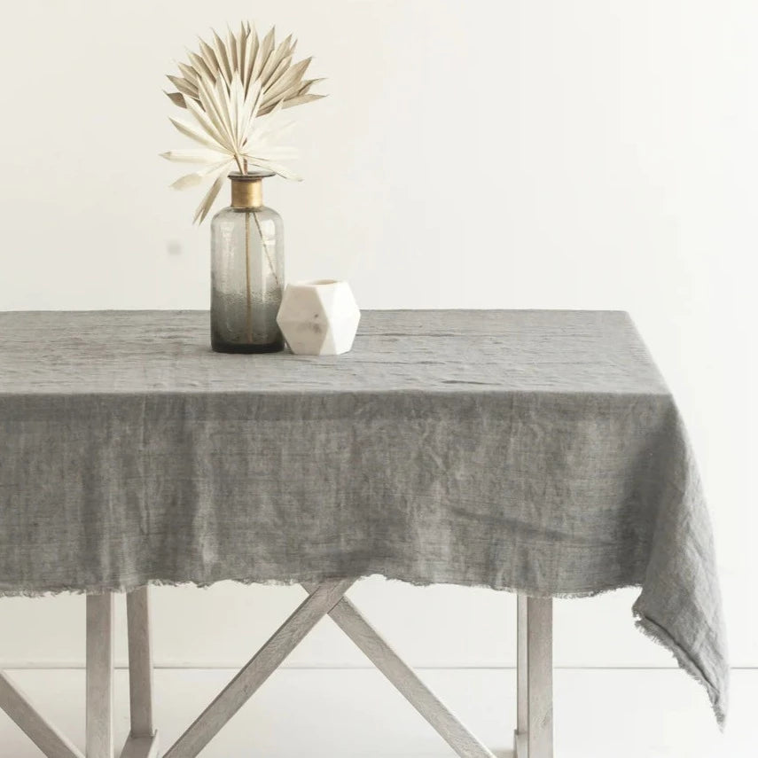 Stone Washed Linen Tablecloth, Grey