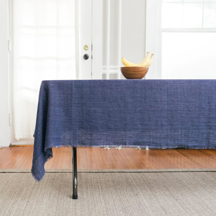 Stone Washed Linen Tablecloth, Navy