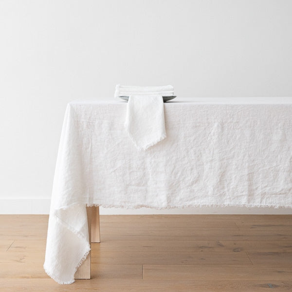Terra Fringe Tablecloth, White