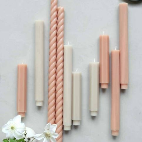 Ribbed Taper Candle, Set of 2, Parchment